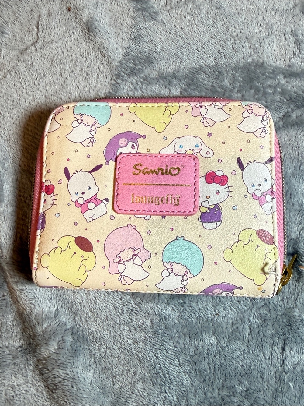 Sanrio Pastel Character Zip Wallet with Pink Trim